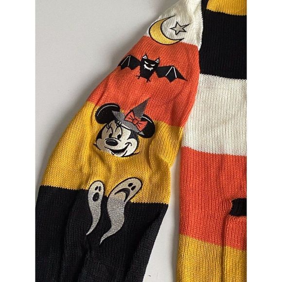 Mickey Mouse Candy Corn Disney Cardigan Sz M Her Universe Hot Topic Halloween - Picture 3 of 10